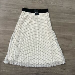 DKNY Black and White Pleated A-Line Skirt